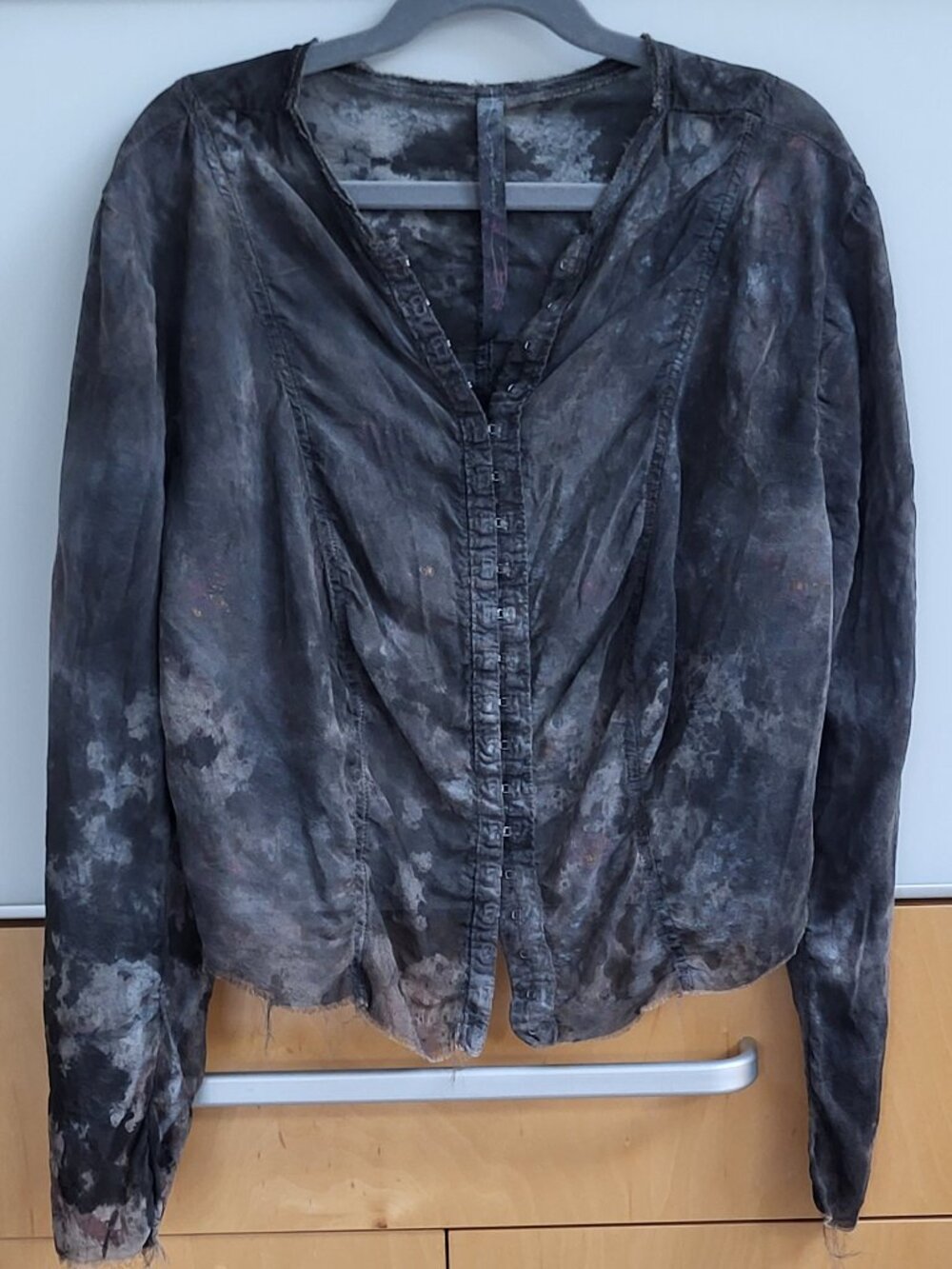 Jaga Silk Raw Edge Shrug with Hook and Eye Closure